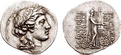 SELEUKID KINGS of SYRIA. Antiochos IV Epiphanes. 175-164 BC. AR Tetradrachm (16.73 gm, 12h). Antioch mint. Struck circa 166 BC. Estimate $5000  SELEUKID KINGS of SYRIA. Antiochos IV Epiphanes. 175-164