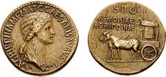 AGRIPPINA SENIOR, wife of Germanicus, mother of Gaius (Caligula). Died 33 AD. Æ Sestertius (26.40 gm). Rome mint. Struck under Gaius (Caligula), 37-41 AD. Estimate $2000  AGRIPPINA SENIOR, wife of Ger