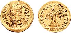 UNCERTAIN GERMANIC ISSUES. North Italy or Balkans. Imitating Roman Emperor Zeno. Circa 474-491 AD. AV Tremissis (1.50 gm, 6h). Estimate $300  UNCERTAIN GERMANIC ISSUES. North Italy or Balkans. Imitati
