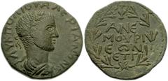 CILICIA, Anemurium. Valerian I. 253-260 AD. Æ 27mm (10.34 gm). Dated year 3 (255/256 AD). Laureate, draped, and cuirassed bust right, seen from behind / ANE/MOYPI/EΩN/ET Γ, legend in four lines in wre