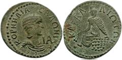 CILICIA, Carallia. Salonina, wife of Gallienus. Augusta, 254-268 AD. Æ 11 Assaria - 33mm (18.99 gm). Diademed and draped bust right; IA before / Tyche seated left on rocks, holding two poppies. SNG Le