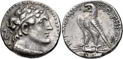 PTOLEMAIC KINGS of EGYPT. Ptolemy V Epiphanes. 204-180 BC. AR Tetradrachm (25.5mm, 14.19 g, 12h). Uncertain mint in Cyprus(?). Dated year 81 (182/1 BC). Diademed head of Ptolemy I right, wearing aegis