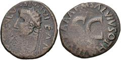 Divus Augustus(?). Died AD 14. Æ Dupondius or As(?) (25mm, 8.32 g, 9h). Contemporary imitation. Radiate head left / Legend around large S • C. Cf. RIC I 431 (for the reverse type of M. Salvius Otho, m