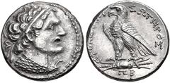 PTOLEMAIC KINGS of EGYPT. Ptolemy V Epiphanes. 204-180 BC. AR Tetradrachm (26mm, 14.30 g, 12h). Uncertain mint in Cyprus(?). Dated year 82 (181/0 BC). Diademed head of Ptolemy I right, wearing aegis /