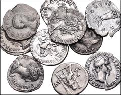 ROMAN. Imperial. Lot of ten (10) AR denarii. Includes: Nero to Julia Mamaea, and includes a crystallized and broken Nerva denarius, and the Julia Mamaea is a contemporary imitation. Lot also includes 