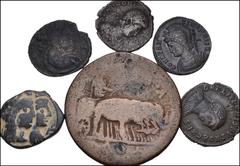 MIXED. Lot of twelve (12) Greek, Roman Provincial and Imperial bronzes. Includes: Sicily, Syracuse. Æ Trias // Nabataean Kingdom. Aretas IV. Æ 18mm // Roman Egypt. Hadrian. Æ Drachm // Constantinian C