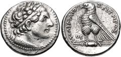PTOLEMAIC KINGS of EGYPT. Ptolemy V Epiphanes. 204-180 BC. AR Tetradrachm (26.5mm, 14.18 g, 1h). Uncertain mint in Cyprus(?). Dated year 72 (191/0 BC). Diademed head of Ptolemy I right, wearing aegis 