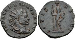 Aurelian. AD 270-275. Antoninianus (19mm, 3.01 g, 6h). Cyzicus mint, 1st officina. 2nd emission, AD 274. Radiate, draped, and cuirassed bust right, seen from behind; pellet below / Jupiter standing le