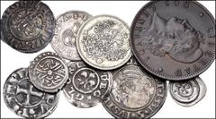 MIXED. Islamic to British. Lot of nine (9) AR and Æ denominations. Includes: ISLAMIC. Ottoman Empire. Murad I. AR Akche. Serez mint // ARGENTINA. Æ 2 Centavos. Dated 1893 // FRANCE, Royal. Philippe IV