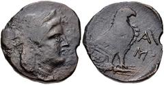 ELIS, Olympia. Early 30s BC. Æ Diassarion (26mm, 13.41 g, 6h). Head of Hera right, wearing stephanos / Eagle standing right on thunderbolt; monogram to right. BCD Olympia 313; HGC 5, 544. Fine, dark g