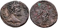 LACONIA, Gythium. Septimius Severus. AD 193-211. Æ Assarion (22mm, 4.80 g, 10h). Laureate head right / Aesculapius standing left, holding serpent-entwined staff and sacrificing over altar to left. BCD