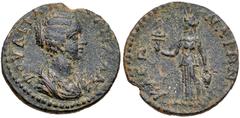 ARGOLIS, Cleonae. Plautilla. Augusta, AD 202-205. Æ Assarion (22mm, 5.80 g, 4h). Draped bust right / Isis standing left, holding sistrum and vase. BCD Peloponnesos 1329.6; NCP p. 32. VF, green patina,