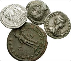 ROMAN REPUBLIC AND IMPERIAL. Lot of four AR and Æ. L. Scribonius Libo. 62 BC. AR Denarius. Bonus Eventus / Well-head with hammer. Crawford 416/1a; Sydenham 928; Scribonia 8a // L. Marcus Philippus. 56