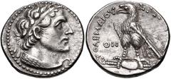 PTOLEMAIC KINGS of EGYPT. Ptolemy V Epiphanes. 204-180 BC. AR Tetradrachm (27mm, 14.20 g, 1h). Uncertain mint in Cyprus(?). Dated year 78 (185/4 BC). Diademed head of Ptolemy I right, wearing aegis / 