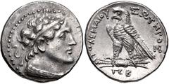 PTOLEMAIC KINGS of EGYPT. Ptolemy V Epiphanes. 204-180 BC. AR Tetradrachm (27.5mm, 14.21 g, 1h). Uncertain mint in Cyprus(?). Dated year 82 (181/0 BC). Diademed head of Ptolemy I right, wearing aegis 