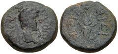LYDIA, Philadelphia (as Neocaesarea). Tiberius Gemellus(?). Caesar, AD 35-37. Æ (15mm, 2.88 g, 12h). Bare head right / Thunderbolt. LS 24 (under Tiberius Gemellus; same obv. die as illustration); RPC 