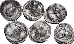 Large Lots ROMAN. Imperial. Lot of six (6) contemporary denarii counterfeits. Includes: Elagabalus (3 coins) // Julia Soaemias (3 coins). VF to EF, with encrustation remnants. LOT SOLD AS IS, NO RETUR