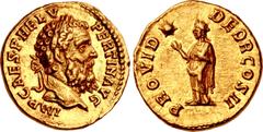 Roman Imperial Pertinax. AD 193. AV Aureus (19.5mm, 7.27 g, 12h). Rome mint. IMP • CAES • P • HELV PERTIN • AVG, laureate head right / PROVID DEOR COS II, Providentia, draped, standing left, holding u