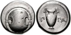 BOEOTIA, Thebes. Federal Coinage. Circa 379-338 BC. AR Stater (20mm, 11.98 gm). EΠ-ΠA, magistrate. Boeotian shield / Amphora; EΠ-ΠA across field. Hepworth 34; SNG Copenhagen 329 var. (shield above amp