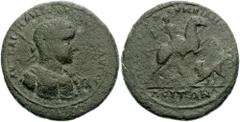 MYSIA, Miletopolis. Gordian III. 238-244 AD. Æ Medallion (45mm, 33.68 gm). Aurelius Hermus, strategos. Laureate and cuirassed bust right, viewed from the front, olding sceptre over shoulder / EΠI CTΡ 