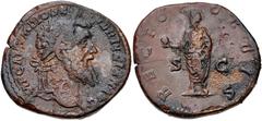 Roman Imperial Didius Julianus. AD 193. Æ Sestertius (31mm, 21.46 g, 6h). Rome mint. Laureate head right / Didius Julianus standing left, holding globe and volumen. RIC IV 16a; Banti 6. VF, reddish-br