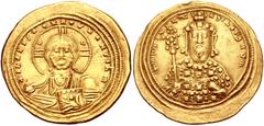 Byzantine Constantine VIII. 1025-1028. AV Histamenon Nomisma (25mm, 4.38 g, 7h). Constantinople mint. Facing bust of Christ Pantokrator; crescents in upper quarters of nimbus / Crowned facing bust of 