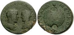 SYRIA, Coele-Syria. Damascus. Philip I and Philip II. 244-249 AD. Æ 30mm (18.18 gm). Laureate, draped and cuirassed bust of Philip I on left vis à vis radiate, draped and cuirassed bust of Philip II o