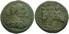 CILICIA, Tarsus. Trebonianus Gallus. 251-253 AD. Æ 31mm (17.86 gm). Radiate, draped and cuirassed bust right, seen from behind / TAPCO-Y MHTP-OΠO[ΛEΩ], AM-K in field, ΓB in exergue, Gallus standing ri