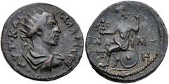 Roman Provincial PONTUS, Neocaesarea. Trebonianus Gallus. AD 251-253. Æ (29.5mm, 14.02 g, 12h). Dated CY 188 (AD 251/2). Radiate, draped, and cuirassed bust right / Roma seated left on shield, holding