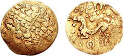 CELTIC, Northeast Gaul. Ambiani. Circa 125-100 BC. AV Stater (7.21 gm, 12h). Gallo-Belgic A Type. Estimate $3000 CELTIC, Northeast Gaul. Ambiani. Circa 125-100 BC. AV Stater (7.21 gm, 12h). Gallo-Belg