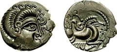 CELTIC, Northwest Gaul. Coriosolites. Circa 1st century BC. BI Stater (6.20 gm, 6h). Estimate $200 CELTIC, Northwest Gaul. Coriosolites. Circa 1st century BC. BI Stater (6.20 gm, 6h). Celticized head 