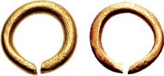 CELTIC, Britain. Ring money. 1st Millennium BC. AV 15mm (3.40 gm). Estimate $500 CELTIC, Britain. Ring money. 1st Millennium BC. AV 15mm (3.40 gm). Smooth ring with blunt ends. Hobbs -; Van Arsdell 1-