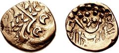 CELTIC, Britain. Durotriges. Uninscribed. Circa 65-58 BC. AV Stater (6.15 gm, 12h). Chute type. Estimate $300 CELTIC, Britain. Durotriges. Uninscribed. Circa 65-58 BC. AV Stater (6.15 gm, 12h). Chute 