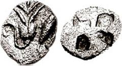 MYSIA, Kyzikos. Circa 550-500 BC. AR Hemiobol (0.46). Estimate $200 MYSIA, Kyzikos. Circa 550-500 BC. AR Hemiobol (0.46). Lotus flower; tunny to right / Quadripartite incuse square. Unpublished. Good 