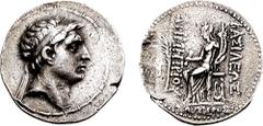 SELEUKID KINGS of SYRIA. Demetrios I Soter. 162-150 BC. AR Tetradrachm (16.50 gm, 12h). Seleukeia on the Tigris mint. Estimate $300 SELEUKID KINGS of SYRIA. Demetrios I Soter. 162-150 BC. AR Tetradrac