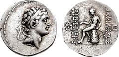 SELEUKID KINGS of SYRIA. Demetrios I Soter. 162-150 BC. AR Tetradrachm (16.83 gm, 12h). Antioch on the Persian Gulf mint. Estimate $300 SELEUKID KINGS of SYRIA. Demetrios I Soter. 162-150 BC. AR Tetra