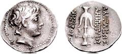 SELEUKID KINGS of SYRIA. Demetrios II Nikator. First reign, 146/5-139 BC. AR Drachm (4.13 gm, 12h). Uncertain mint in Northern Syria (Syria Seleukis). Estimate $200 SELEUKID KINGS of SYRIA. Demetrios 