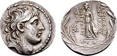 SELEUKID KINGS of SYRIA. Antiochos VII Euergetes. 138-129 BC. AR Tetradrachm (16.81 gm, 11h). Tyre mint. Dated SE 182 (131/0 BC). Estimate $300 SELEUKID KINGS of SYRIA. Antiochos VII Euergetes. 138-12