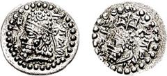 KINGS of PERSIS. Shahpur (Sabuhr), son of Papak. Circa 200-209 AD. AR Obol (0.54 gm, 3h). Estimate $1500  KINGS of PERSIS. Shahpur (Sabuhr), son of Papak. Circa 200-209 AD. AR Obol (0.54 gm, 3h). Bear