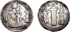 [Medieval] SASANIAN KINGS. Bahram II, with Queen and Prince 4. 276-293 AD. AR Drachm (4.03 gm, 3h). Estimate $500  [Medieval] SASANIAN KINGS. Bahram II, with Queen and Prince 4. 276-293 AD. AR Drachm 