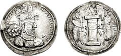 [Medieval] SASANIAN KINGS. Hormizd II. 303-309 AD. AR Drachm (4.27 gm, 3h). Estimate $300 [Medieval] SASANIAN KINGS. Hormizd II. 303-309 AD. AR Drachm (4.27 gm, 3h). Crowned bust right / Fire altar wi