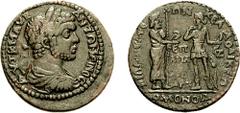LYDIA. Philadelphia. Caracalla. 198-217 AD. Æ 32mm (22.17 gm, 6h). Homonoia with Laodicea ad Lycum. Estimate $500 LYDIA. Philadelphia. Caracalla. 198-217 AD. Æ 32mm (22.17 gm, 6h). Homonoia with Laodi