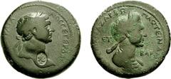 CILICIA, Anazarbus. Trajan and Plotina. 98-117 AD. Æ 32mm (24.92 gm, 11h). Dated Pompeian-Cilician Era 132 (113/4 AD). Estimate $400 CILICIA, Anazarbus. Trajan and Plotina. 98-117 AD. Æ 32mm (24.92 gm