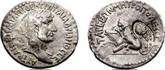 CILICIA, Tarsus. Hadrian. 117-138 AD. AR Tetradrachm (8.99 gm, 1h). Countermarked under Caracalla, 215-217 AD. Estimate $300  CILICIA, Tarsus. Hadrian. 117-138 AD. AR Tetradrachm (8.99 gm, 1h). Counte