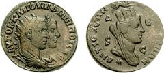 SYRIA, Seleucis and Pieria. Antioch. Philip I, with Philip II. 244-249 AD. Æ 28mm (16.77 gm, 6h). Struck 247-249 AD. Estimate $200 SYRIA, Seleucis and Pieria. Antioch. Philip I, with Philip II. 244-24