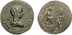 MESOPOTAMIA, Edessa. Gordian III, with Abgar X Phraates. 238-244 AD. Æ 33mm (21.79 gm, 11h). Investiture issue, struck 242 AD. Estimate $300 MESOPOTAMIA, Edessa. Gordian III, with Abgar X Phraates. 23