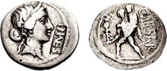 JULIUS CAESAR. 47-46 BC. AR Denarius (3.48 gm, 6h). Military mint with Caesar in North Africa. Estimate $200 JULIUS CAESAR. 47-46 BC. AR Denarius (3.48 gm, 6h). Military mint with Caesar in North Afri