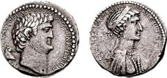 CLEOPATRA and MARK ANTONY. 36-33 BC. AR Tetradrachm (14.88 gm, 12h). Uncertain eastern mint, possibly Antioch. Estimate $15000  CLEOPATRA and MARK ANTONY. 36-33 BC. AR Tetradrachm (14.88 gm, 12h). Unc