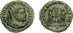 MAXIMIANUS. 286-305 AD. Æ Double Radiate Fraction (6.00 gm, 12h). Cyzicus mint. Struck circa 298-299 AD. Estimate $1000 MAXIMIANUS. 286-305 AD. Æ Double Radiate Fraction (6.00 gm, 12h). Cyzicus mint. 