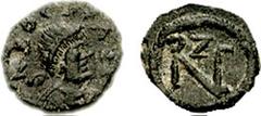 ZENO. Second reign, 476-491 AD. Æ Nummus (0.84 gm, 12h). Constantinople mint. Estimate $100 ZENO. Second reign, 476-491 AD. Æ Nummus (0.84 gm, 12h). Constantinople mint. Pearl-diademed, draped bust ri